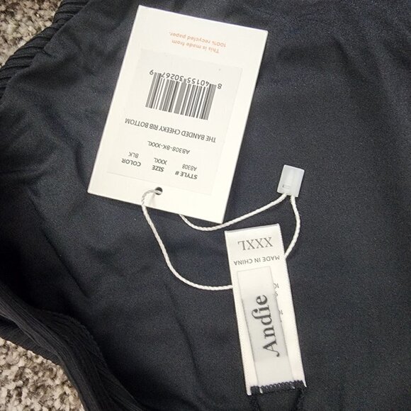 NWT Andie The Banded Cheeky Ribbed Bikini Bottom Black XXXL - Picture 7 of 8